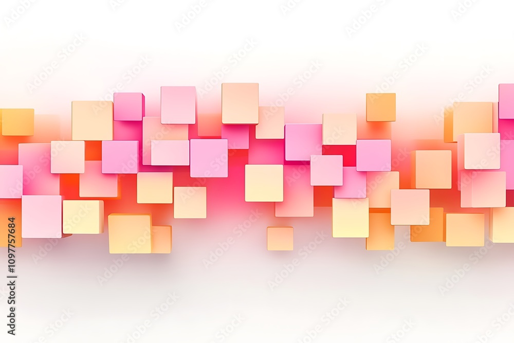 Poster a vibrant arrangement of colorful cubes creating a dynamic visual pattern.