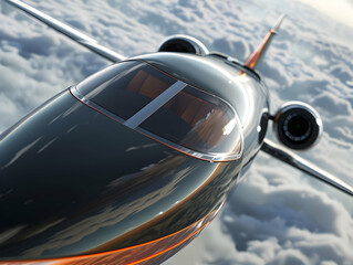 Fototapeta premium Private Jet photo, luxury private jet on sky, private jet interior and exterior view, fly on a private jet plane, business trip on luxury private jet, take off of a private jet