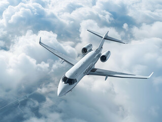 Fototapeta premium Private Jet photo, luxury private jet on sky, private jet interior and exterior view, fly on a private jet plane, business trip on luxury private jet, take off of a private jet