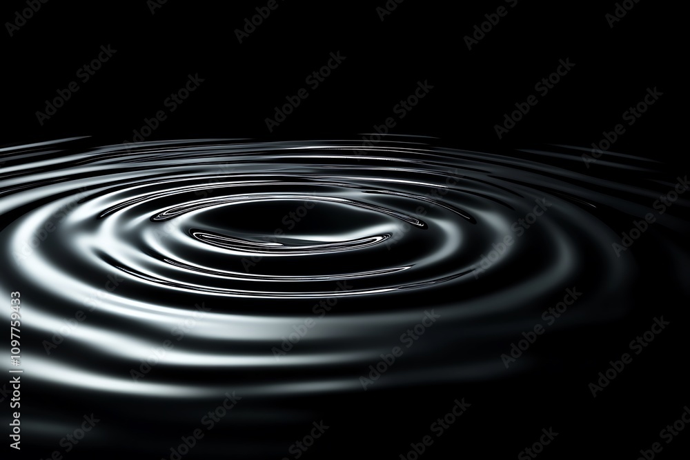 Poster a close-up view of rippling water on a dark background, emphasizing fluid motion and tranquility.