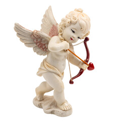 Fototapeta premium Cute ceramic Cupid figurine, isolated on a transparent background
