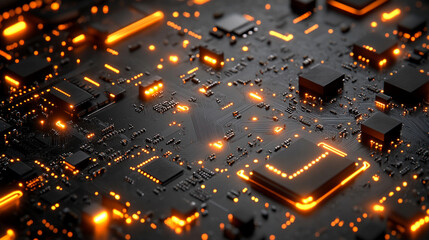 lock icon on a digital circuit board background, symbolizing cyber security and data protection in...