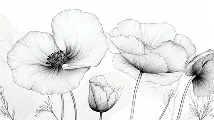 Elegant monochrome floral sketch art