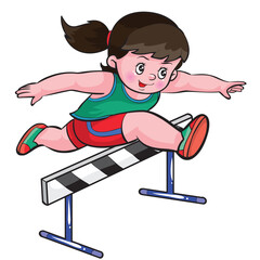 girl running a distance with obstacles