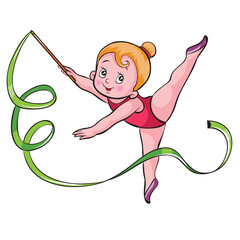 girl gymnast performing with ribbon