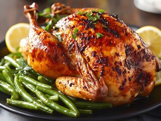 Golden Roasted Chicken with Citrus Glaze and Fresh Herbs
