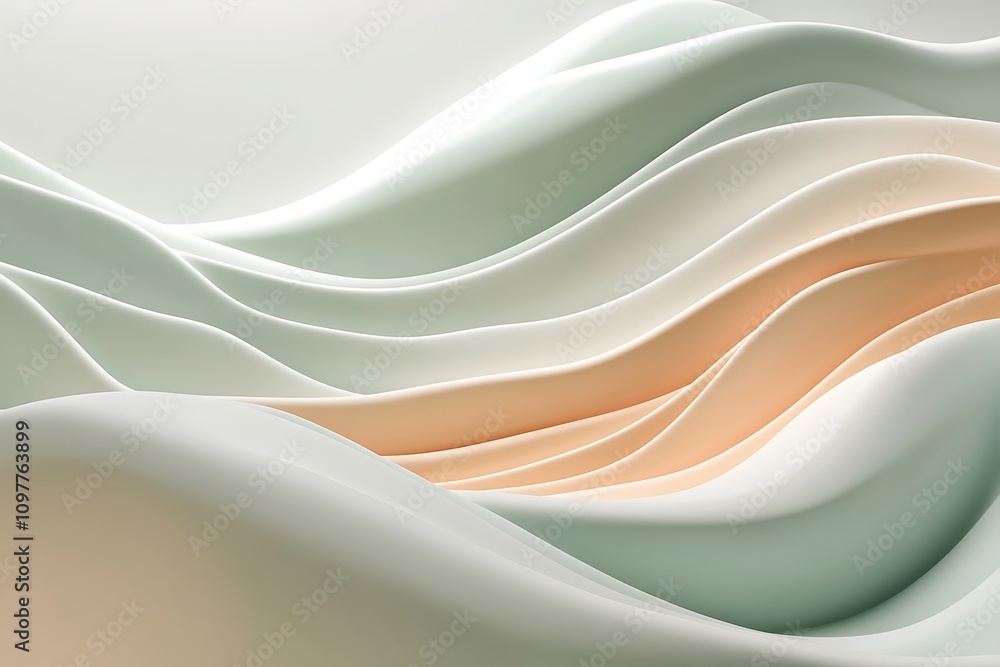 Poster abstract waves in soft pastel colors create a serene and modern visual texture.