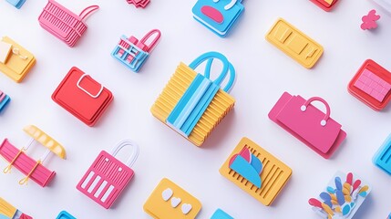 Colorful and Creative Collection of Plastic Kitchen and Picnic Accessories on White Background for Vibrant Food and Travel Concepts