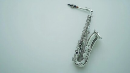 Elegant Silver Saxophone on White Background