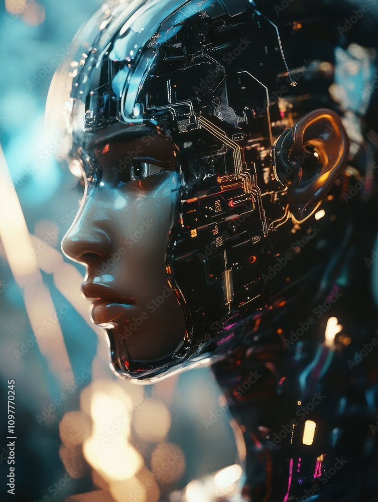 Poster artificial intelligence illustration. artificial intelligence and machine learning concept. neural n