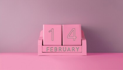 Romantic Valentine's Day Inspiration. Elegant Pink Minimalist February 14th Calendar Design Perfect for Love Themed Decor, Gift Ideas, and Celebrating Special Moments with Your Partner