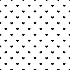 Black symmetric little hearts on a white background seamless pattern