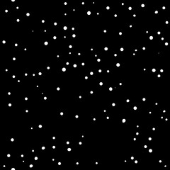 White free-hand hand-drawn dots on a black background seamless pattern