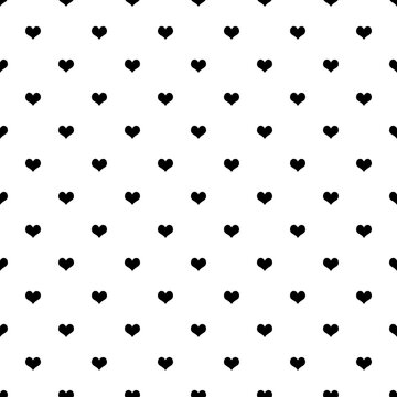 Black symmetric little hearts on a white background seamless pattern