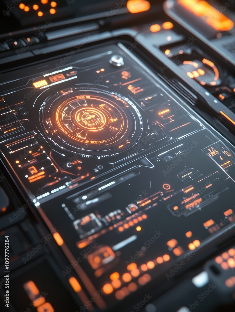 Poster future concept virtual touch user interface hud. vector interactive screen with control panel. hight