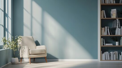 Cozy reading nook with sunlight and bookshelf