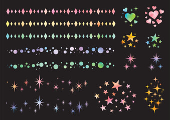 かわいい水彩風の飾り線やキラキラのあしらいセット