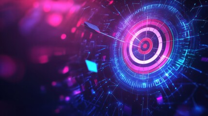 Obraz premium Abstract digital target design with vibrant colors and geometric shapes.