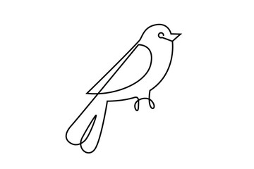 One continuous line drawing of bird clipart. Isolated bird silhouette in simple minimal linear style. 