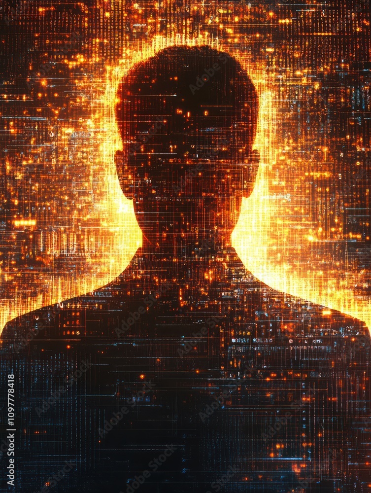 Poster human resources hologram on creative glowing programming backdrop. software and hr concept. 3d rende