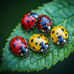 Obraz premium ladybug on green leaf