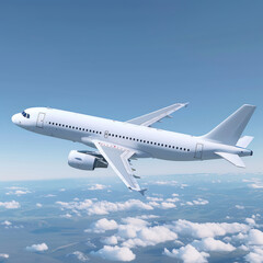 Obraz premium airplane white colors with bright clouds background.