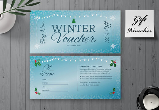 Winter gift voucher Tempalte
