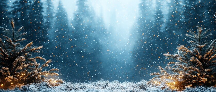 Enchanting christmas snowfall event serene forest landscape scenic nature view magical winter wonderland concept