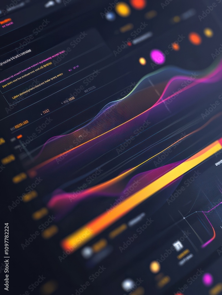 Poster ui dashboard. modern infographic with gradient finance graphs, statistics chart and column diagrams.
