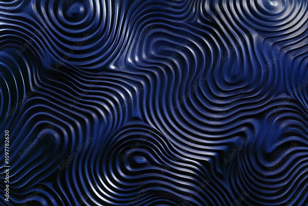 Poster a textured abstract pattern featuring flowing lines in deep blue tones.