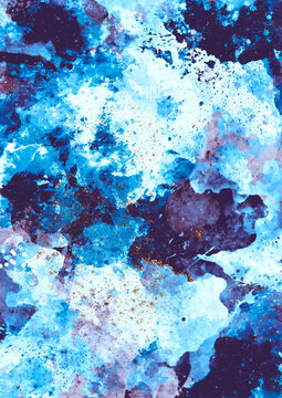 Blue shades watercolor illustration image digital paper ideal for backgrounds stickers borders invitation, templates decor
