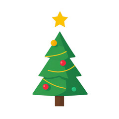 Simple minimalist cartoon Christmas tree vector illustration isolated