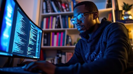 Confident Software Developer Working on Code in Modern Workspace