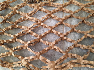 Close-up of environmentally friendly honeycomb paper.