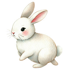 Obraz premium Charming illustration of a fluffy bunny with rosy cheeks.