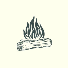 Vector logo bonfire Illustration Hand Drawing Vintage style