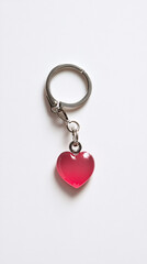 pink heart keychain on white background