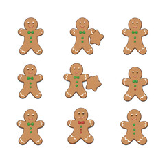 simple minimalist cartoon gingerbread man cookies vector illustration isolated