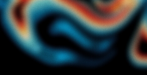 Vibrant rainbow, orange blue teal white psychedelic grainy gradient color flow wave on black background, music cover dance party poster design. Retro Colors from the 1970s 1980s, 70s, 80s, 90s style