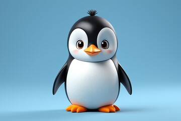 Naklejka premium a close up of a penguin with a blue background