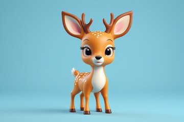a close up of a toy deer with a blue background