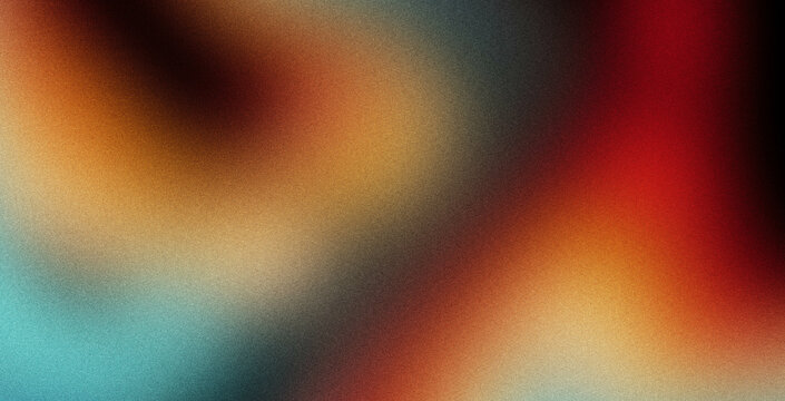 Vibrant rainbow, orange blue teal white psychedelic grainy gradient color flow wave on black background, music cover dance party poster design. Retro Colors from the 1970s 1980s, 70s, 80s, 90s style