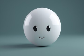 arafed white ball with a smiley face on a blue background