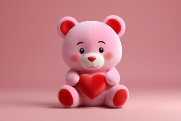 Obraz premium there is a pink teddy bear with a red heart on it