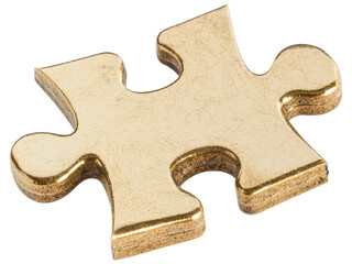 Fototapeta premium Golden Puzzle Piece on White Background