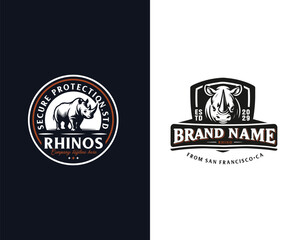 Fototapeta premium Vector simple modern Logo Illustration Rhino wild gaming and for business