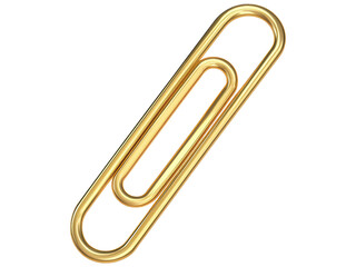 Golden Paperclip on White Background for Office Use
