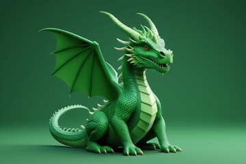 a close up of a green dragon sitting on a green surface