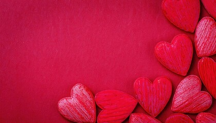 Obraz premium Romantic Valentine's Day Background. Vibrant Red 3D Textured Hearts for Love Themed Designs, Perfect for Invitations, Greeting Cards, Social Media Posts, and Festive Promotional Materials