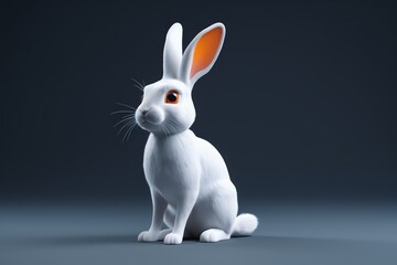 Fototapeta premium a close up of a white rabbit with orange eyes sitting on a gray surface